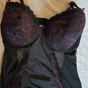 Black sheer with lace teddy